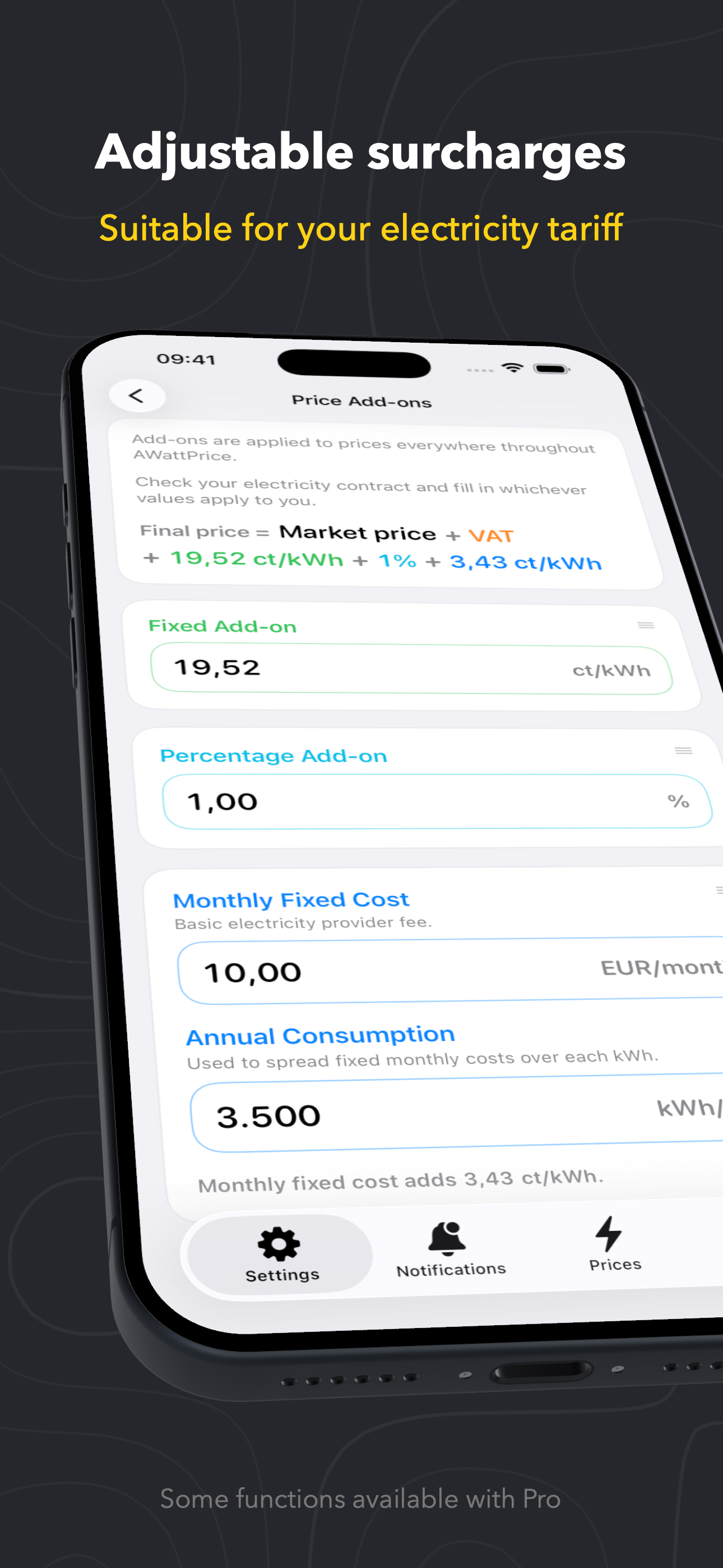 AWattPrice App Store screenshot 3 in English
