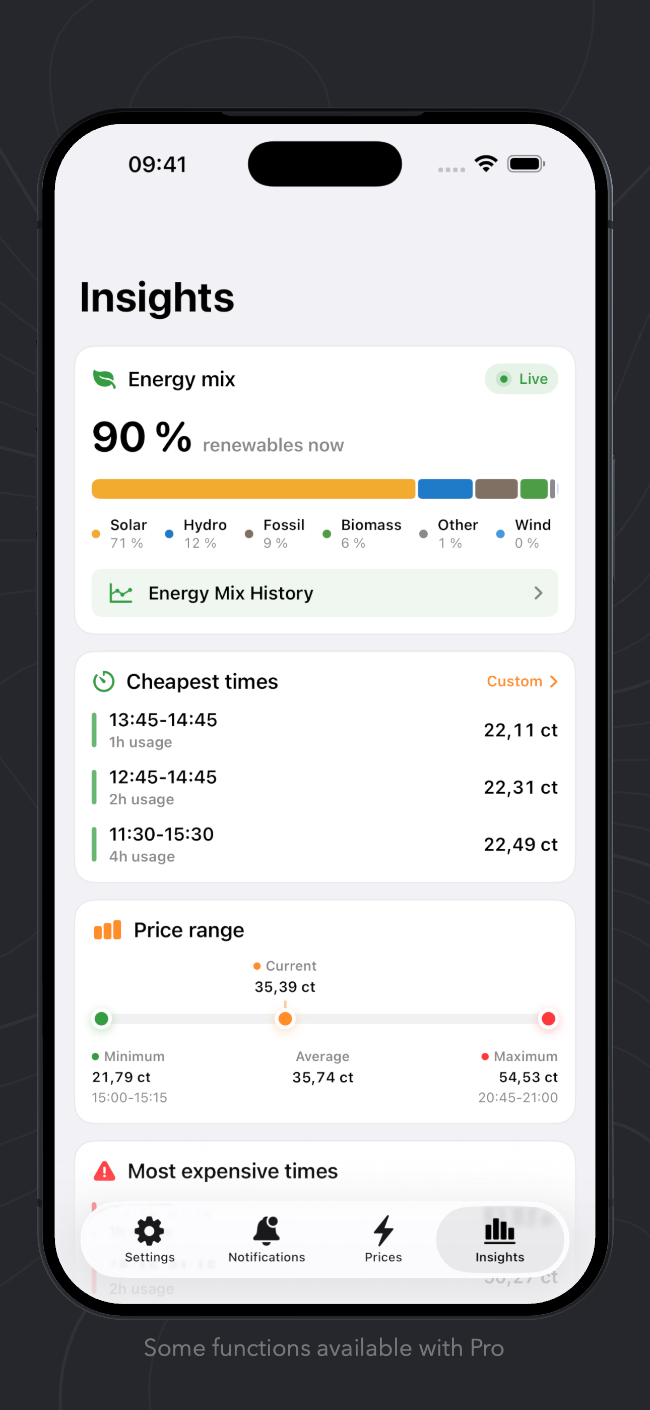 AWattPrice App Store screenshot 5 in English
